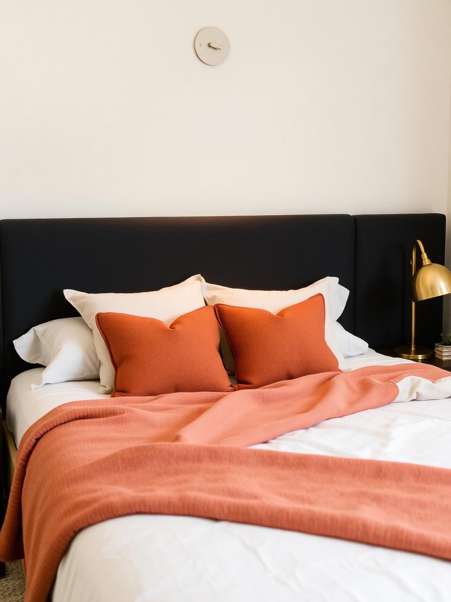 Bedroom of MIA Sevilla with terracotta accents